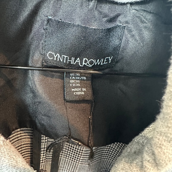 Cynthia Rowley Grey Plaid Blazer Jacket Hoodie Insert Layered Look XL - Picture 2 of 11